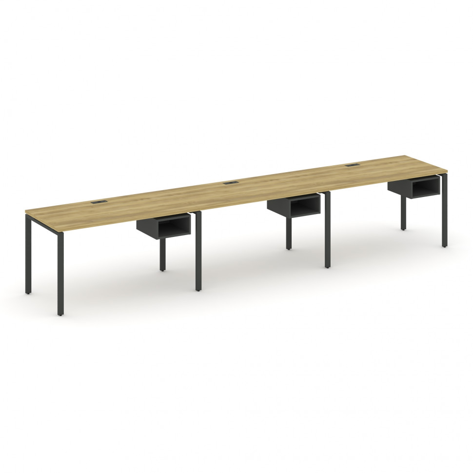 Concept Рабочая станция односторонняя с подвес. тумбами 3 места CN.ORS-124 Дуб Винченцо/Антрацит/Мет