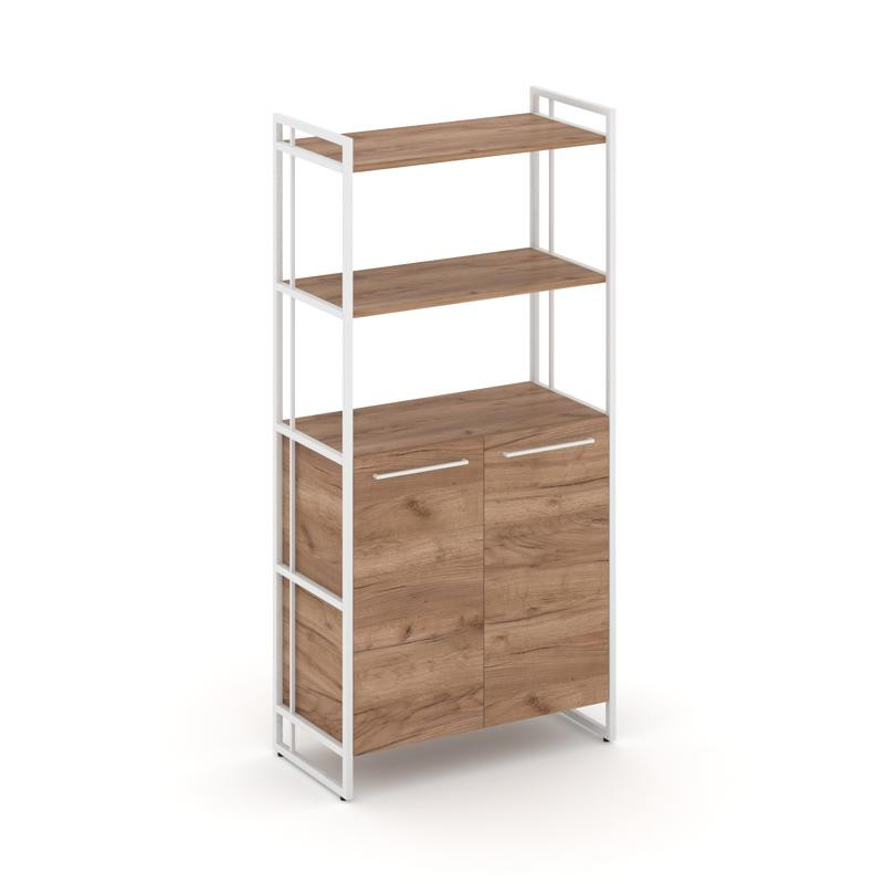 Rift Шкаф 4 ниши широкий RF.SS-44 Дуб Табак/Металл Белый/Белый Ручки 798*396*1648