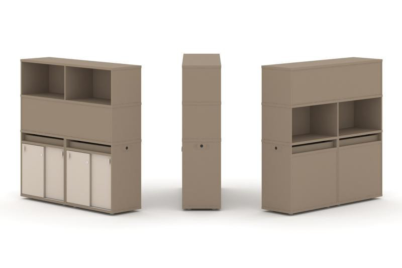 Estetica Набор №7. Тумба двойная+высокая надставка ES.NB.2V-7 Латте/Капучино 1500*410*1520