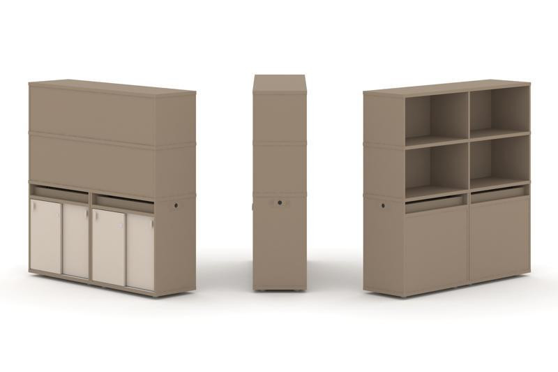 Estetica Набор №7. Тумба двойная+высокая надставка ES.NB.2V-7 Латте/Капучино 1500*410*1520