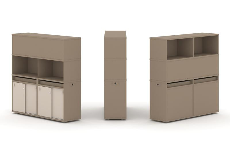 Estetica Набор №7. Тумба двойная+высокая надставка ES.NB.2V-7 Латте/Капучино 1500*410*1520