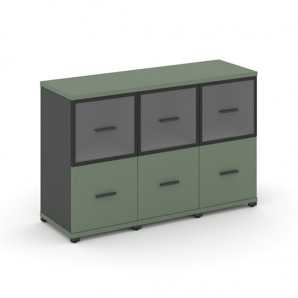 Concept Шкаф 3 узкие секции, 2 ниши CN.STU-232 RPB A Кобо/Антрацит/Металл Антрацит/Прозрачный 1252*4