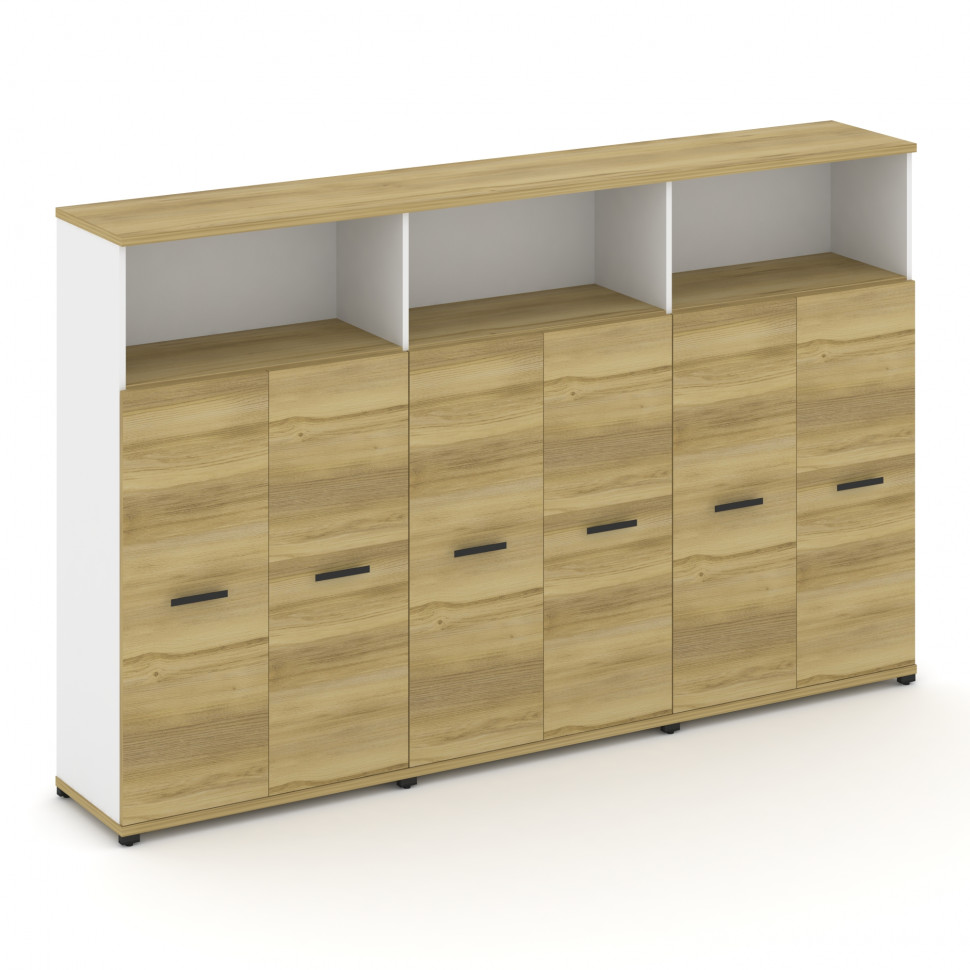 Concept Шкаф 3 широкие секции, 4 ниши CN.STS-433 B Дуб Винченцо/Белый Бриллиант/Металл Черный 2500*4