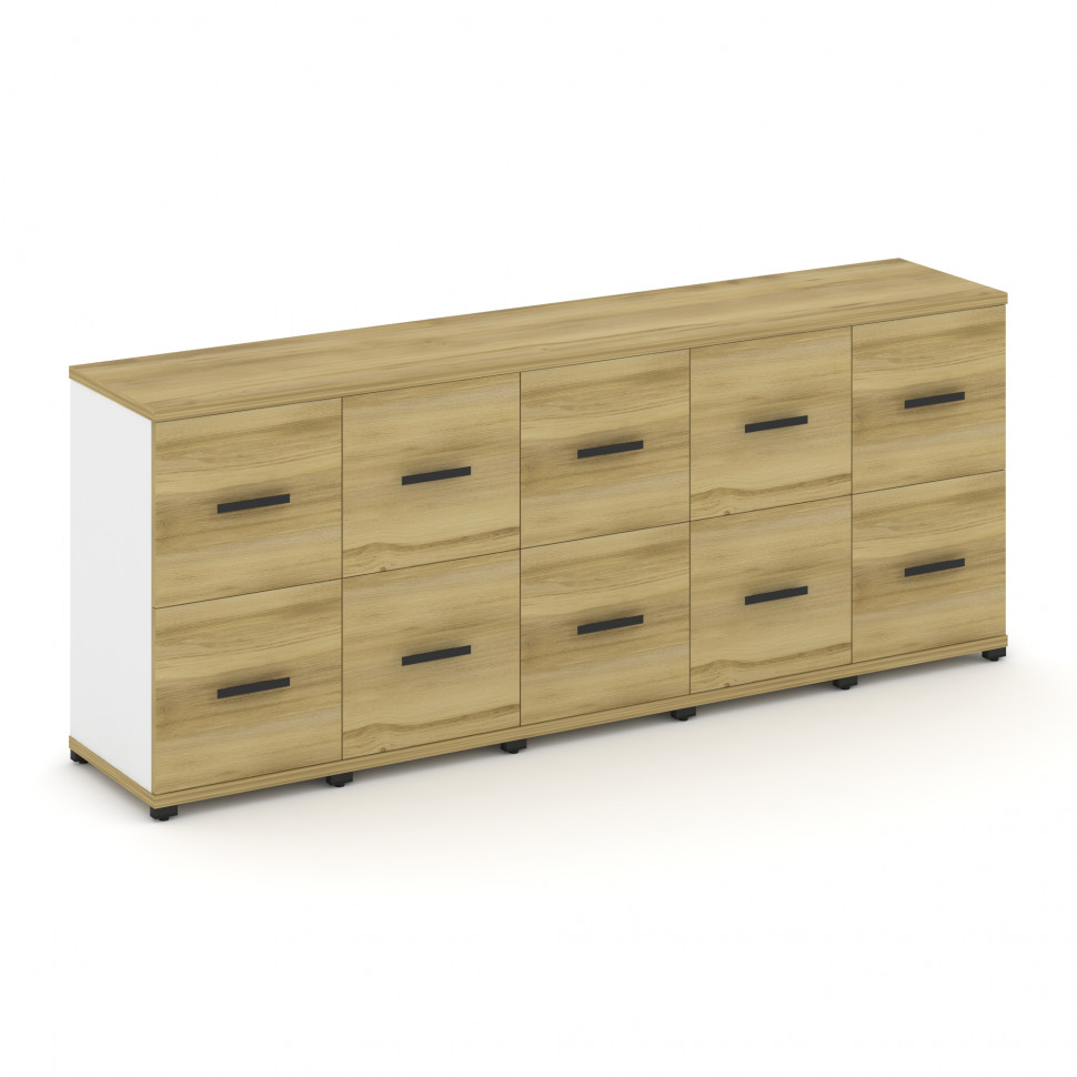 Concept Шкаф 5 узких секций, 2 ниши CN.STU-252 B Дуб Винченцо/Белый Бриллиант/Металл Черный 2084*420