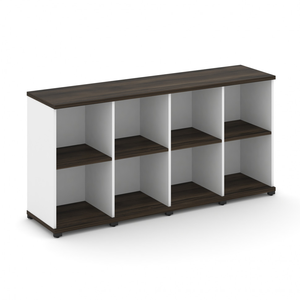 Concept Стеллаж 4 узкие секции, 2 ниши CN.STU-240 Дуб Мали/Белый Бриллиант/Металл Черный 1668*420*81