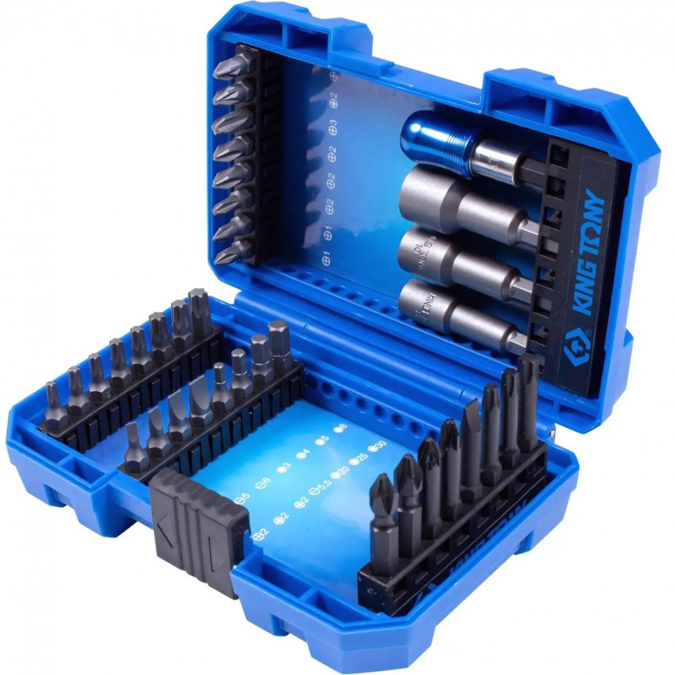 Набор бит 1/4, PH, PZ, Hex, Torx, Slotted,36 предметов KING TONY 1036MR