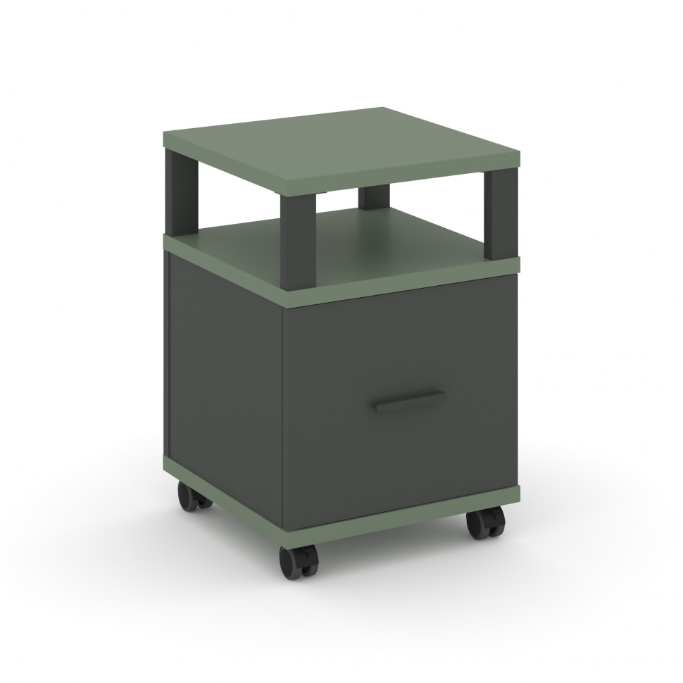 Concept Тумба мобильная 1 распаш. фасад с надставкой CN.TUM-008 A Кобо/Антрацит/Металл Антрацит 420*