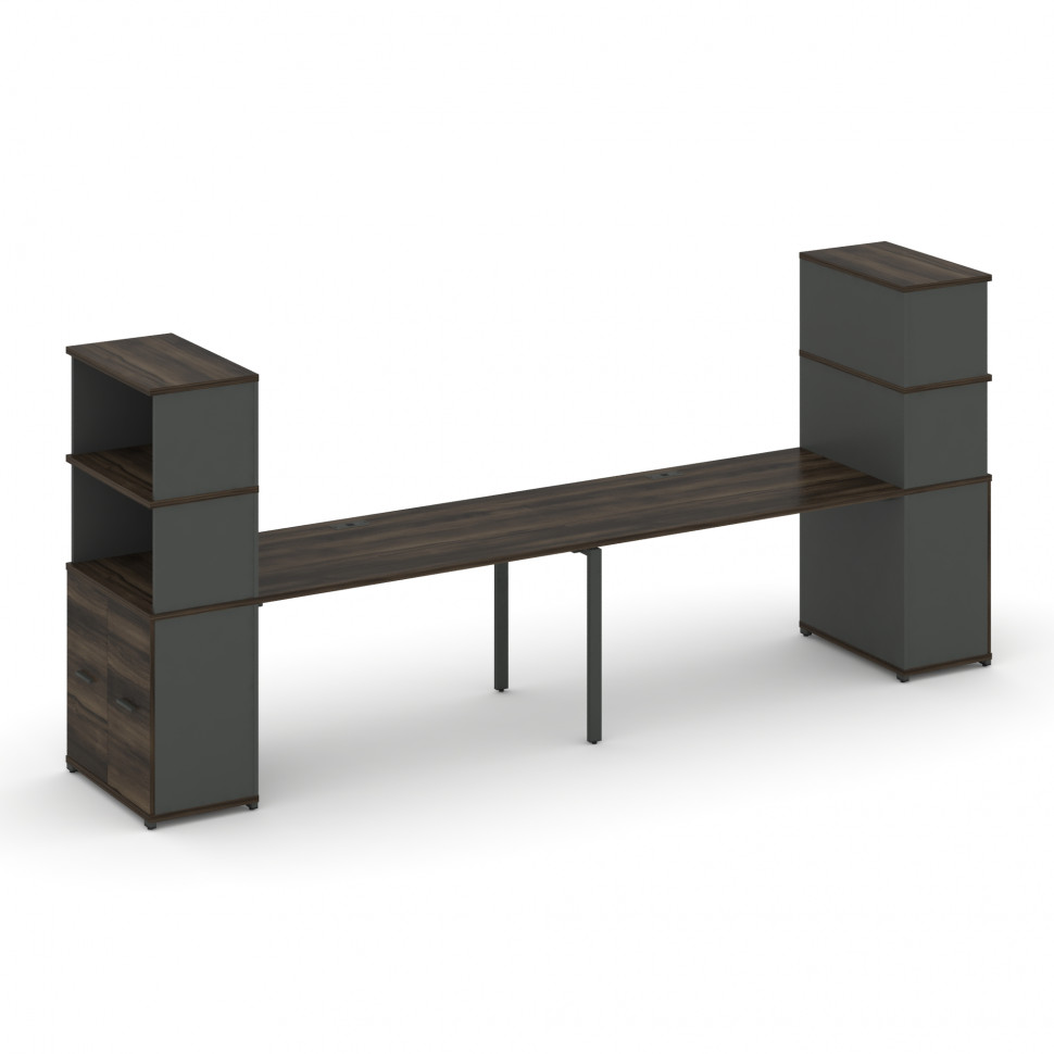 Concept Рабочая станция с опорными распаш. шкафами с надставкой выс. CN.ORS-231 A Дуб Мали/Антрацит/