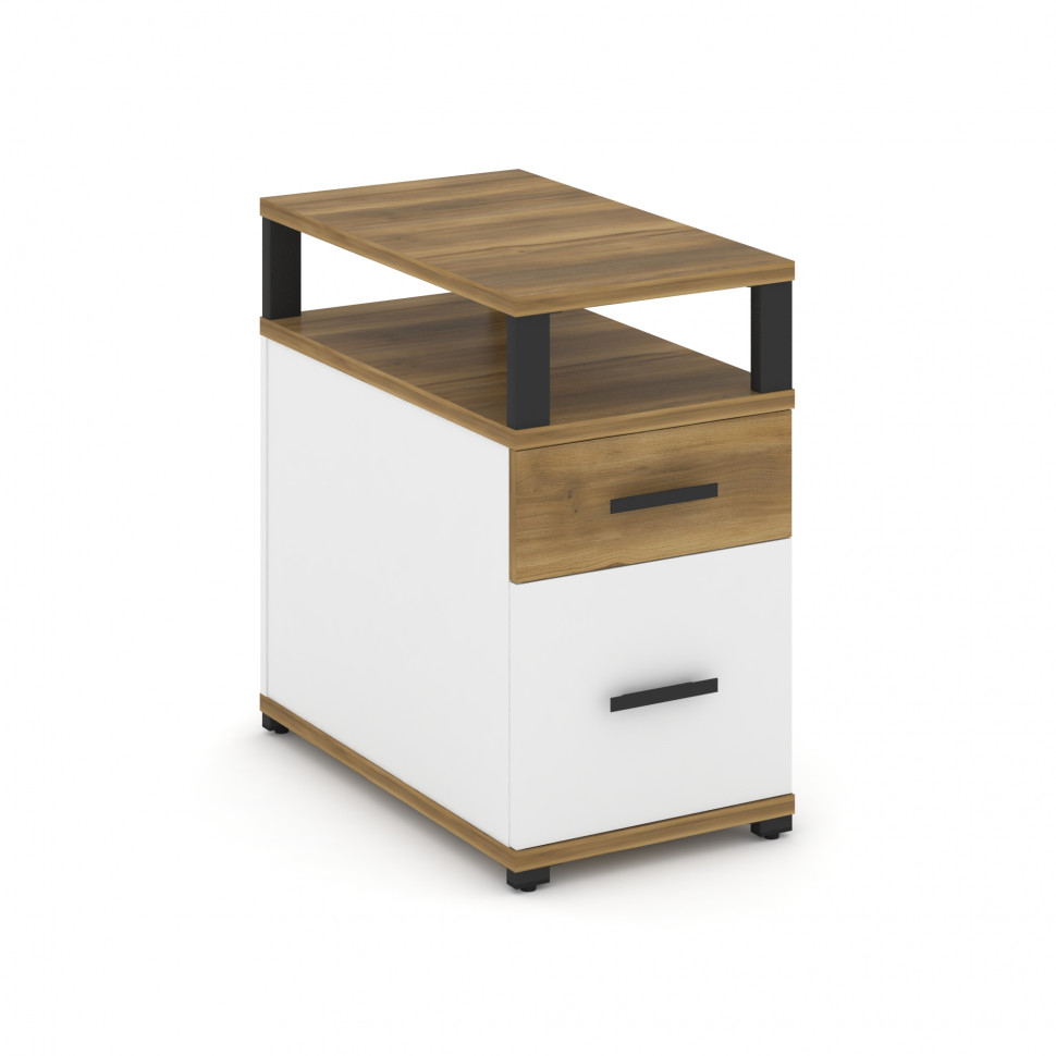 Concept Тумба приставная 1 ящ.+1 распаш. фасад с надставкой CN.TGP-002 B Сандал Янтарный/Белый Брилл