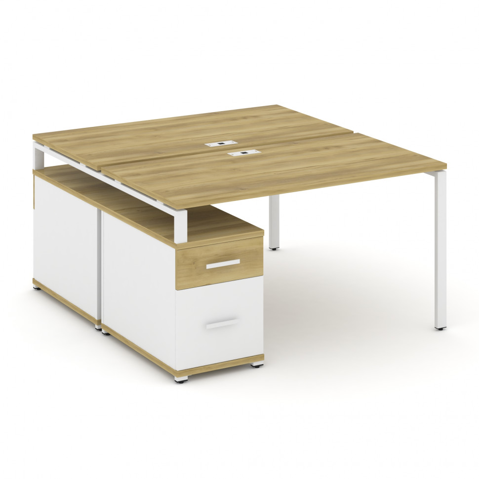 Concept Рабочая станция 2 места с двухсторонней опорной тумбой CN.DRS-307 W Дуб Винченцо/Белый Брилл Concept Рабочая станция 2 места с двухсторонней опорной тумбой CN.DRS-307 W Дуб Винченцо/Белый Брилл