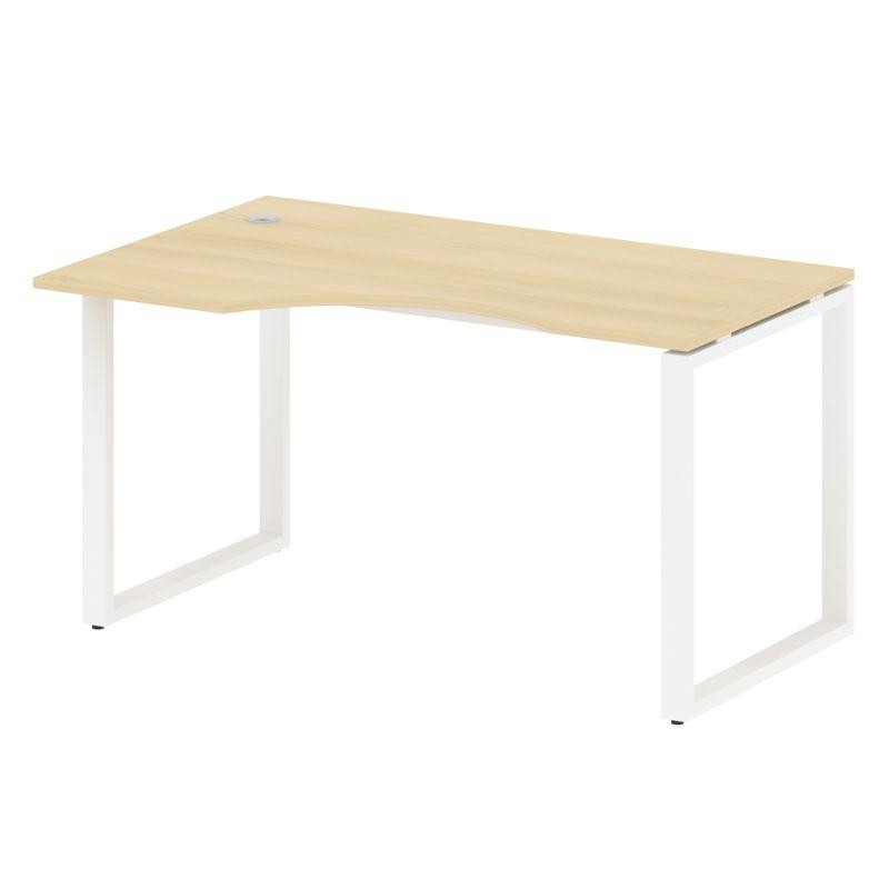 Metal System Стол криволинейный левый на О-образном м/к БО.СА-2 (L) Акация Лорка/Металл Белый 1400*9