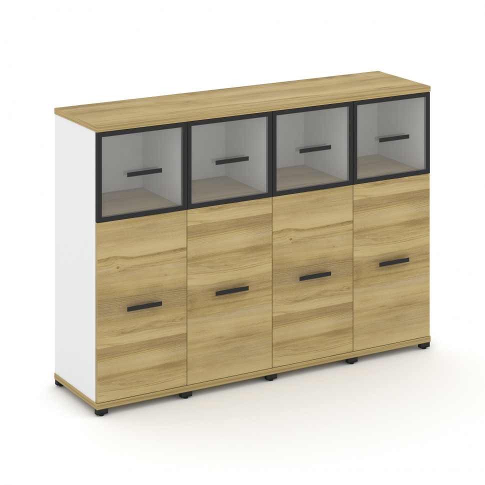 Concept Шкаф 4 узкие секции, 3 ниши CN.STU-344 RPB B Дуб Винченцо/Белый Бриллиант/Металл Черный/Проз