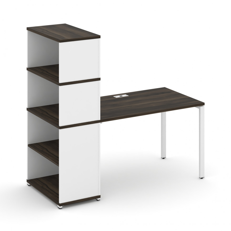 Concept Стол рабочий с опорным стеллажом с надставкой выс. CN.SP-214 Дуб Мали/Белый Бриллиант/Металл