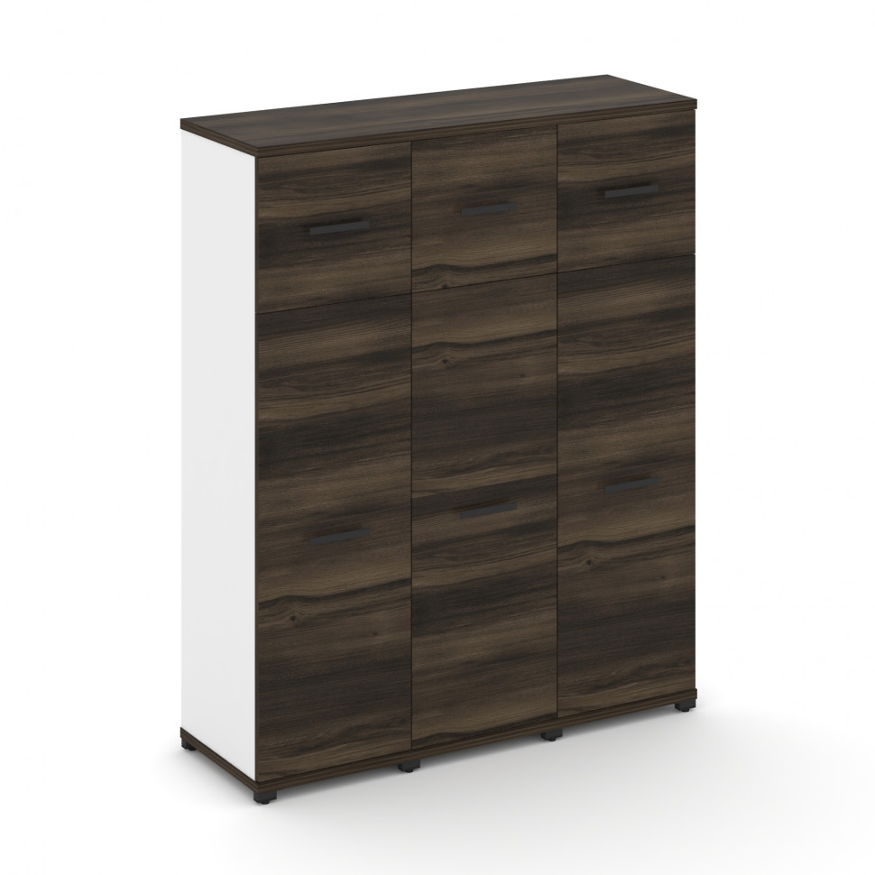 Concept Шкаф 3 узкие секции, 4 ниши CN.STU-434 B Дуб Мали/Белый Бриллиант/Металл Черный 1252*420*155