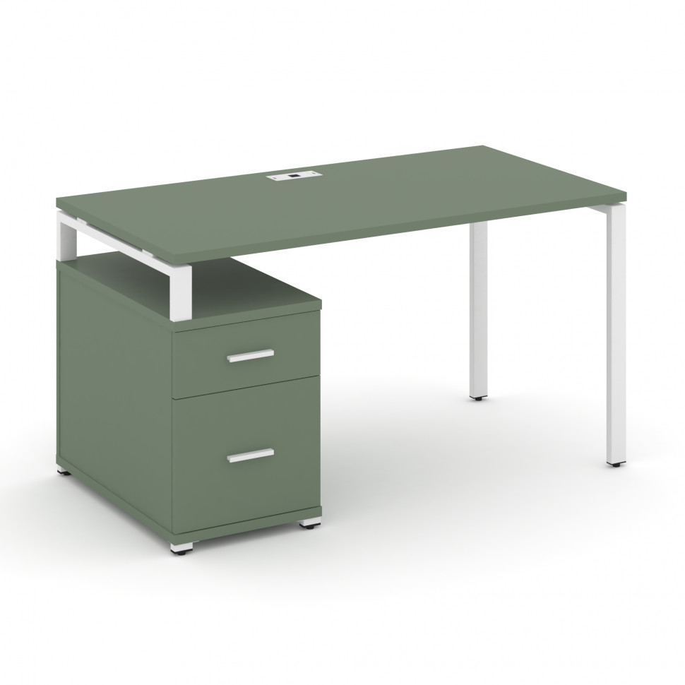 Concept Стол письменный с 1 опорной тумбой CN.SP-306 W Кобо/Металл Белый 1180/1546*720*750