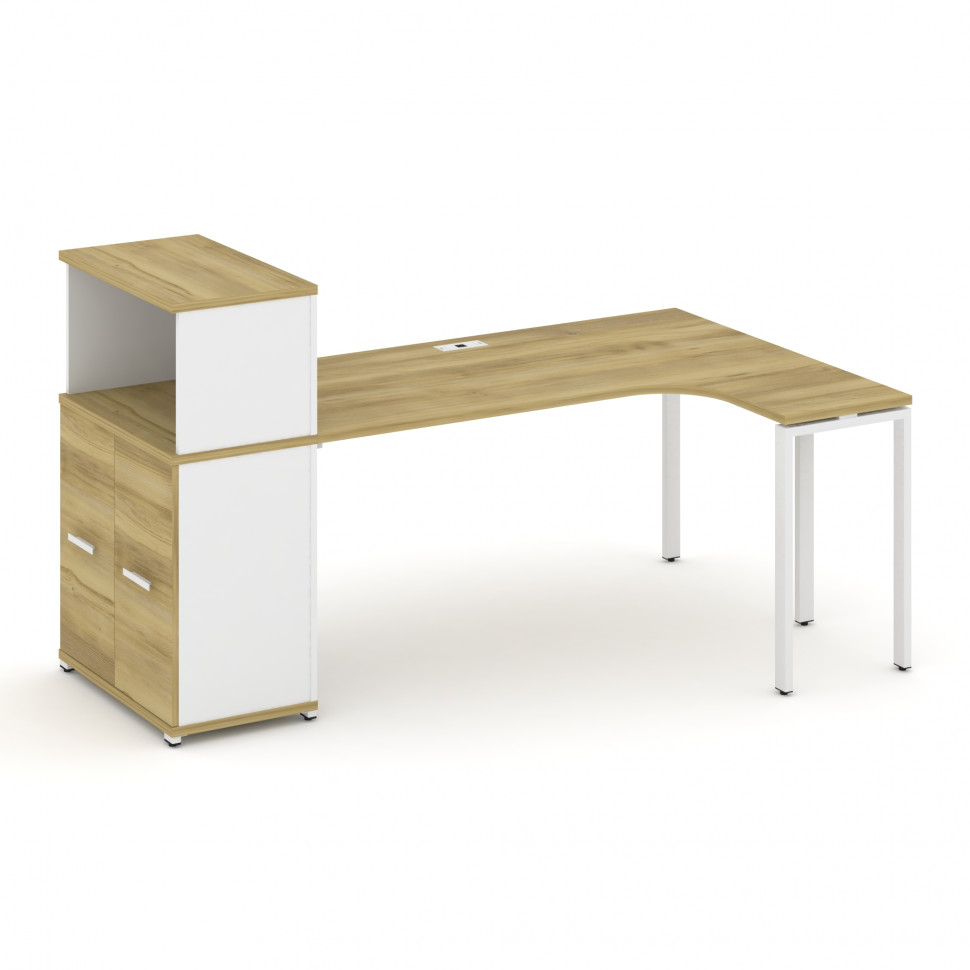 Concept Стол эргономичный с опорным распаш. шкафом с надставкой низ. CN.SA-214(R) W Дуб Винченцо/Бе Concept Стол эргономичный с опорным распаш. шкафом с надставкой низ. CN.SA-214(R) W Дуб Винченцо/Бе
