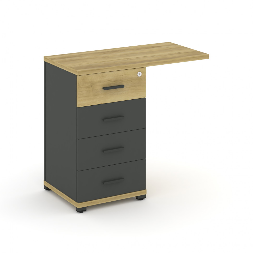 Concept Тумба приставная узкая со свесом 4 ящ. CN.TUS-001 A Дуб Винченцо/Антрацит/Металл Антрацит 83 Concept Тумба приставная узкая со свесом 4 ящ. CN.TUS-001 A Дуб Винченцо/Антрацит/Металл Антрацит 83