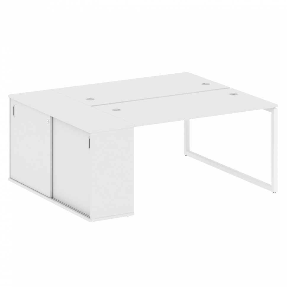 Metal System Quattro Рабочая станция с шкафом-купе на О-образном м/к 40БО.РС-СШК-1.3 Т Белый/Металл