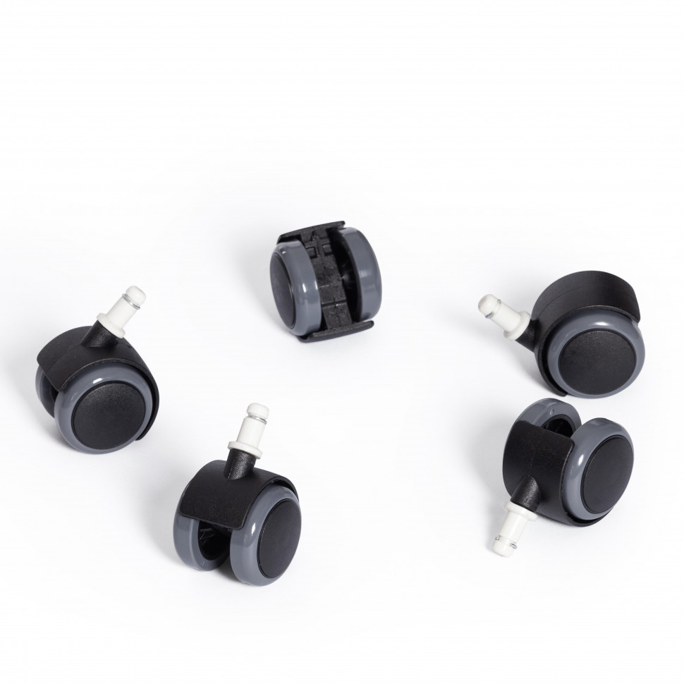 Набор роликов для металл крестовины, ПУ для паркета/ламината, 5 штук, D11 черный