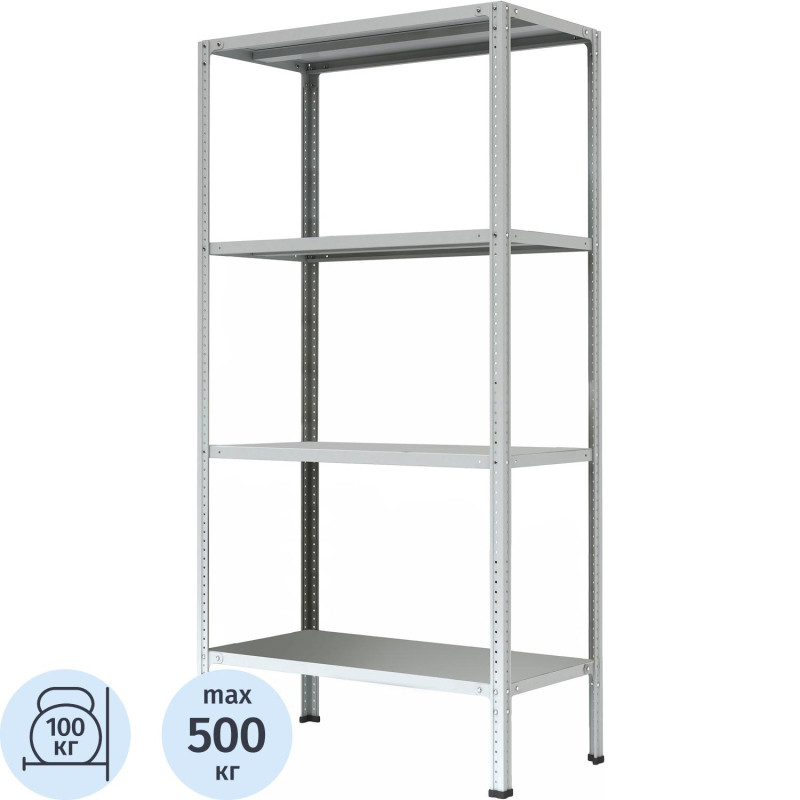 Стеллаж металлический 0MX_P_МС-1834 с 4-мя полками 1000х300х1800