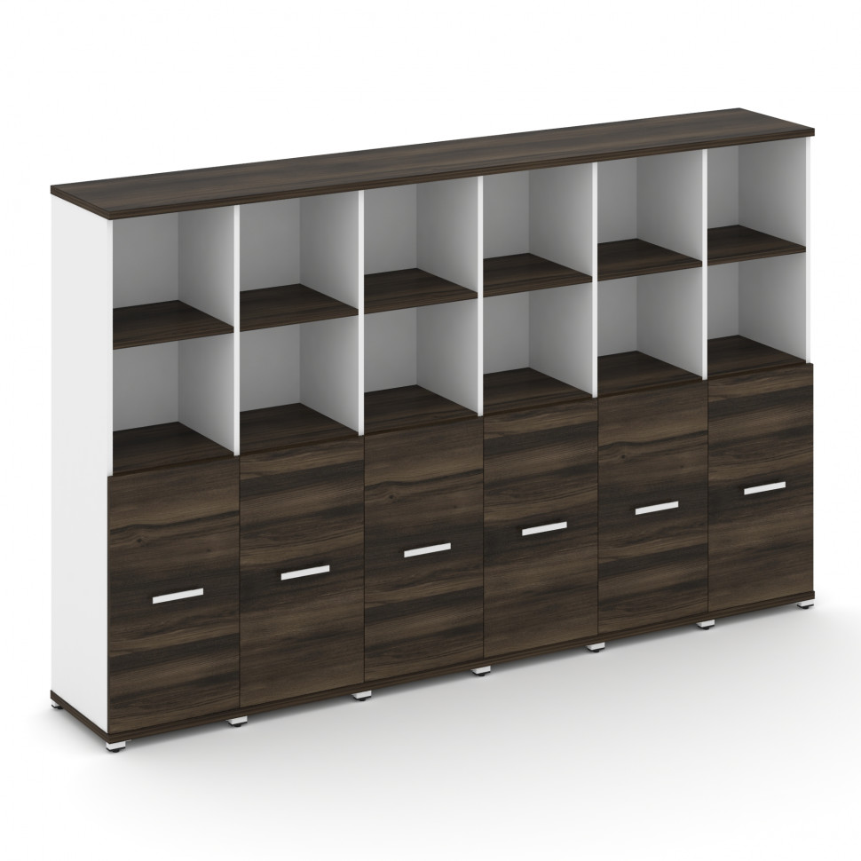 Concept Шкаф 6 узких секций, 4 ниши CN.STU-461 W Дуб Мали/Белый Бриллиант/Металл Белый 2500*420*1554