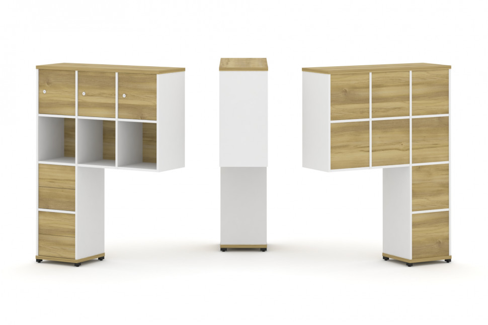 Concept Надставка высокая CN.ONV-006 Дуб Винченцо/Белый Бриллиант/Металл Черный 1099*350*1486