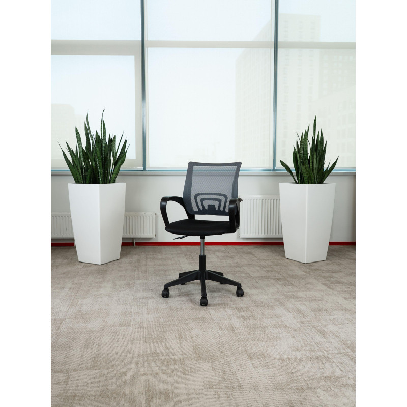 Кресло 0MX_VB_Echair-396 (LT) сетка/ткань серый пластик