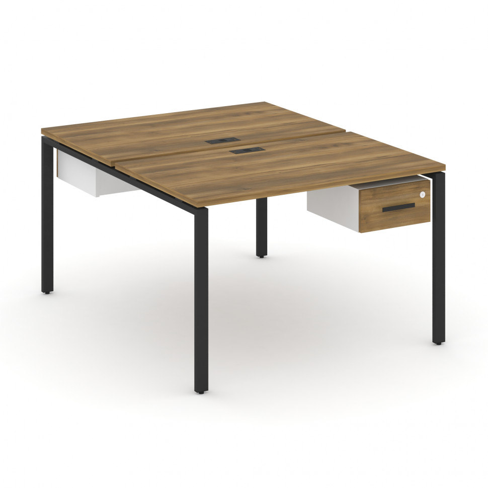 Concept Рабочая станция 2 сторонняя с подвесными тумбами на 2 места CN.DRS-110 B Сандал Янтарный/Бел