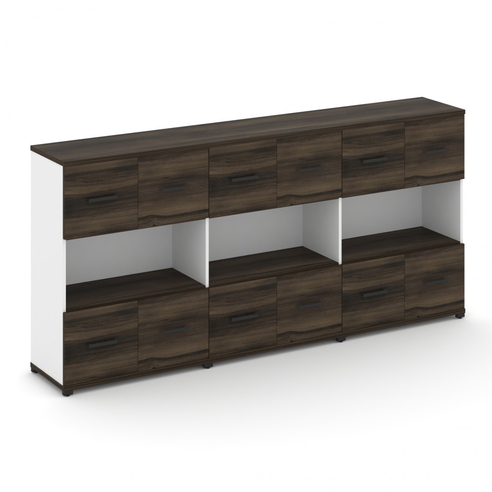 Concept Шкаф 3 широкие секции, 3 ниши CN.STS-335 B Дуб Мали/Белый Бриллиант/Металл Черный 2500*420*1