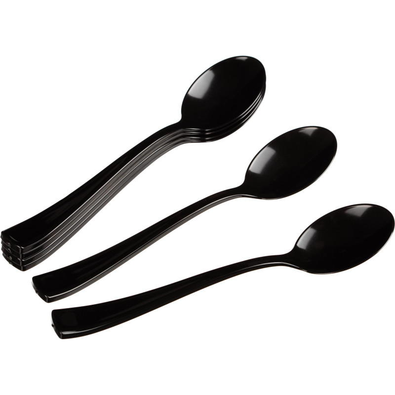 Ложка одноразовая столовая  175мм, черная , ПС 50 шт/уп
