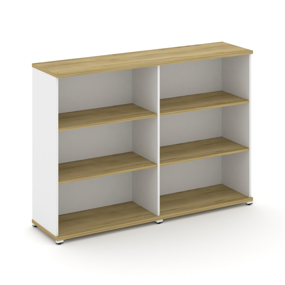 Concept Стеллаж 2 широкие секции, 3 ниши CN.STS-320 Дуб Винченцо/Белый Бриллиант/Металл Белый 1668*4