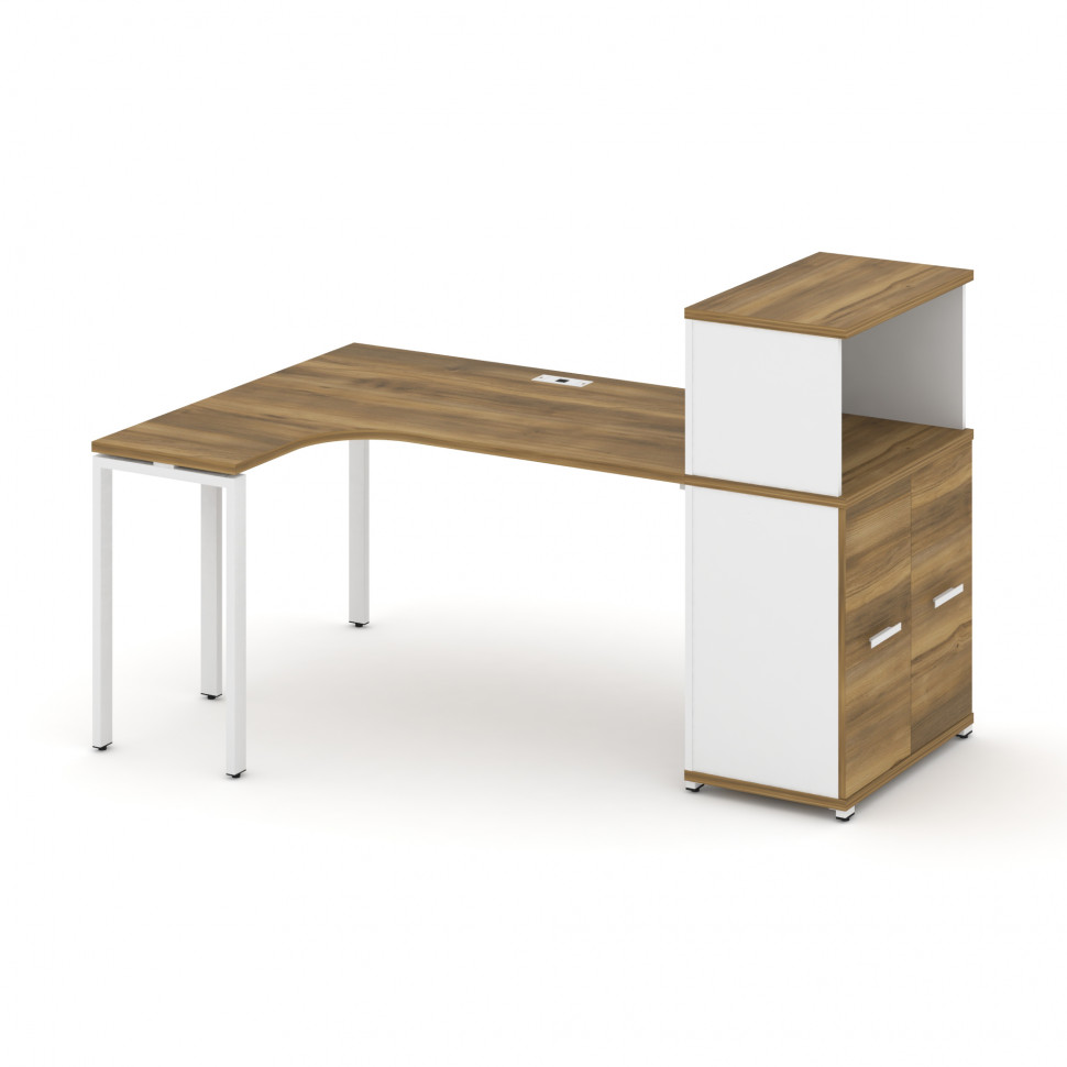 Concept Стол эргономичный с опорным распаш. шкафом с надставкой низ.  CN.SA-213(L) W Сандал Янтарный