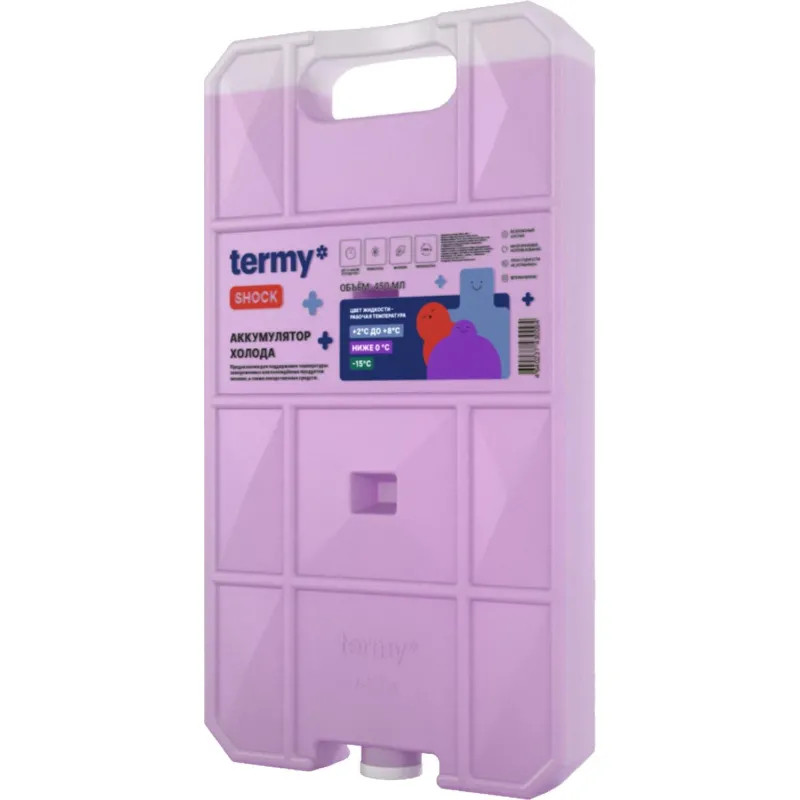 Аккумулятор холода 600мл Гелевый  0С Фиолет_ Пробка ТермиШок