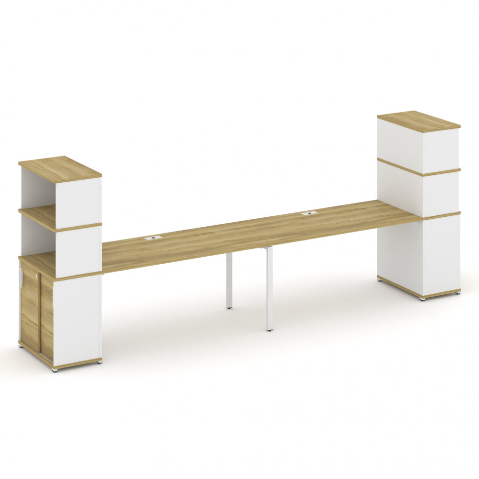 Concept Рабочая станция с опорными шкафом-купе с надставкой выс. CN.ORS-244 W Дуб Винченцо/Белый Бри