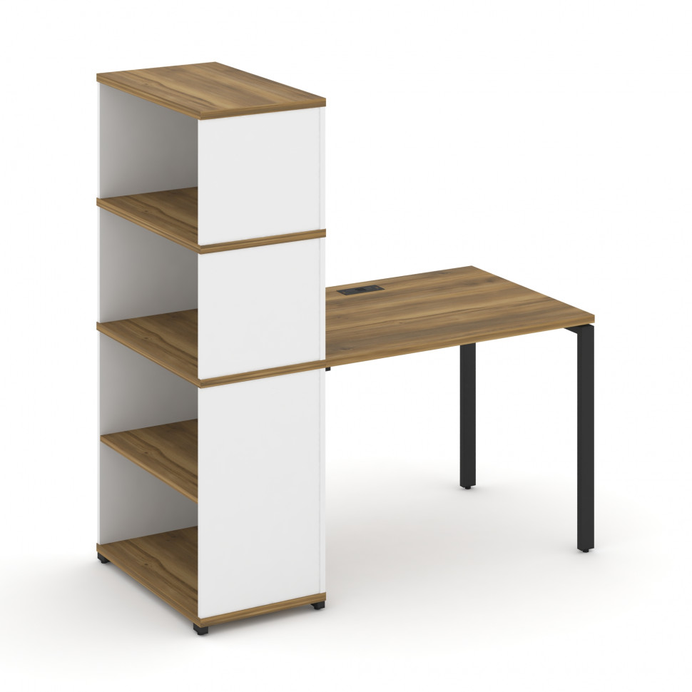 Concept Стол рабочий с опорным стеллажом с надставкой выс. CN.SP-213 Сандал Янтарный/Белый Бриллиант