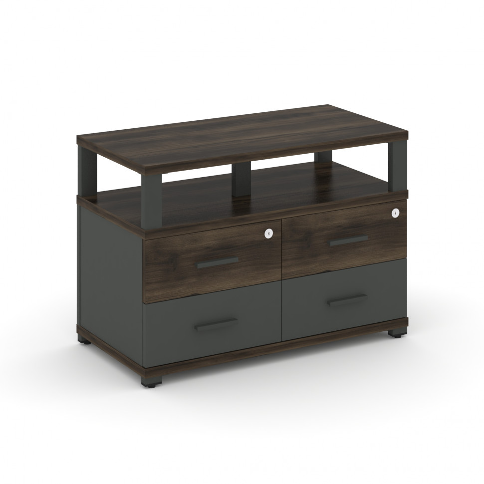 Concept Тумба приставная широкая 4 ящ. с надставкой широкой CN.TSP-003 A Дуб Мали/Антрацит/Металл Ан