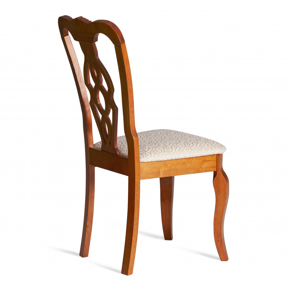 Стул - Афродита/ Aphrodite / 1 шт. в упаковке дерево гевея, 46х54х99см, Espresso (дуб в красноту), ткань кремовая с рисунком (А04)