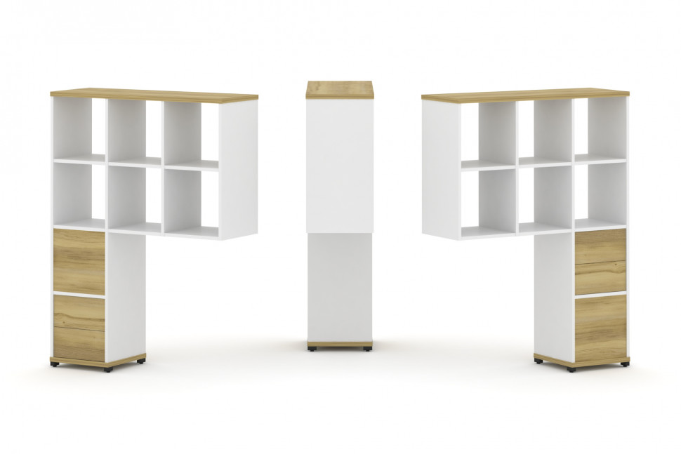 Concept Надставка высокая CN.DNV-008 Дуб Винченцо/Белый Бриллиант/Металл Черный 1099*350*1486