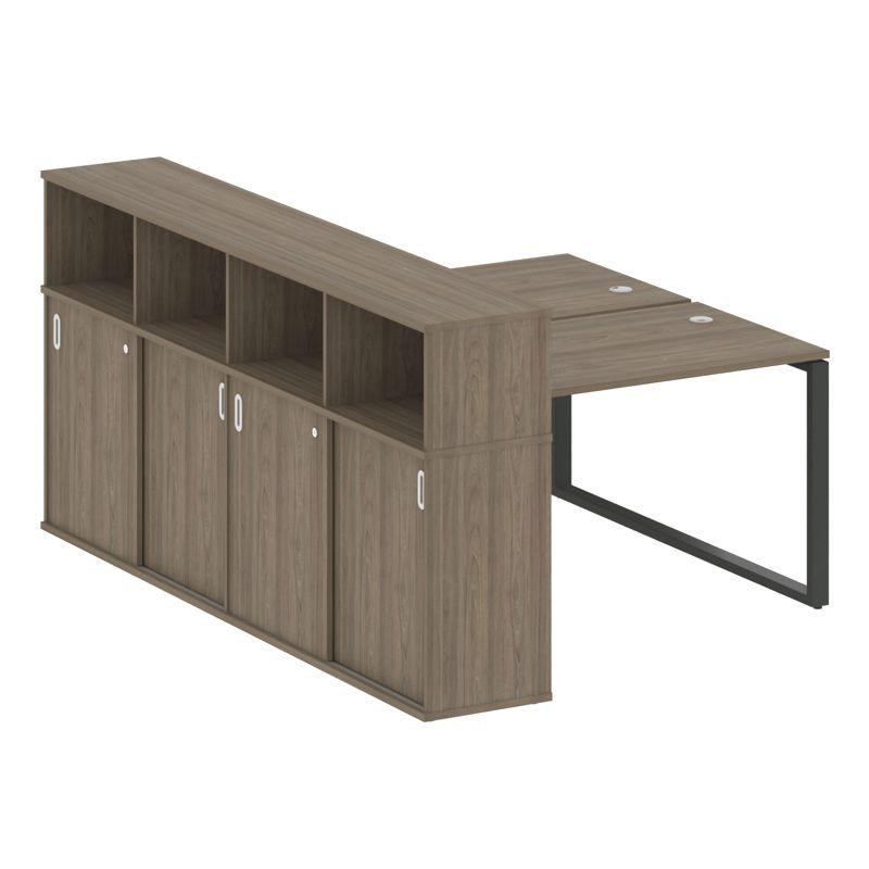 Metal System Рабочая станция с шкафом-купе на О-образном м/к БО.РС-СШК-4.2 Т Вяз Благородный/Металл
