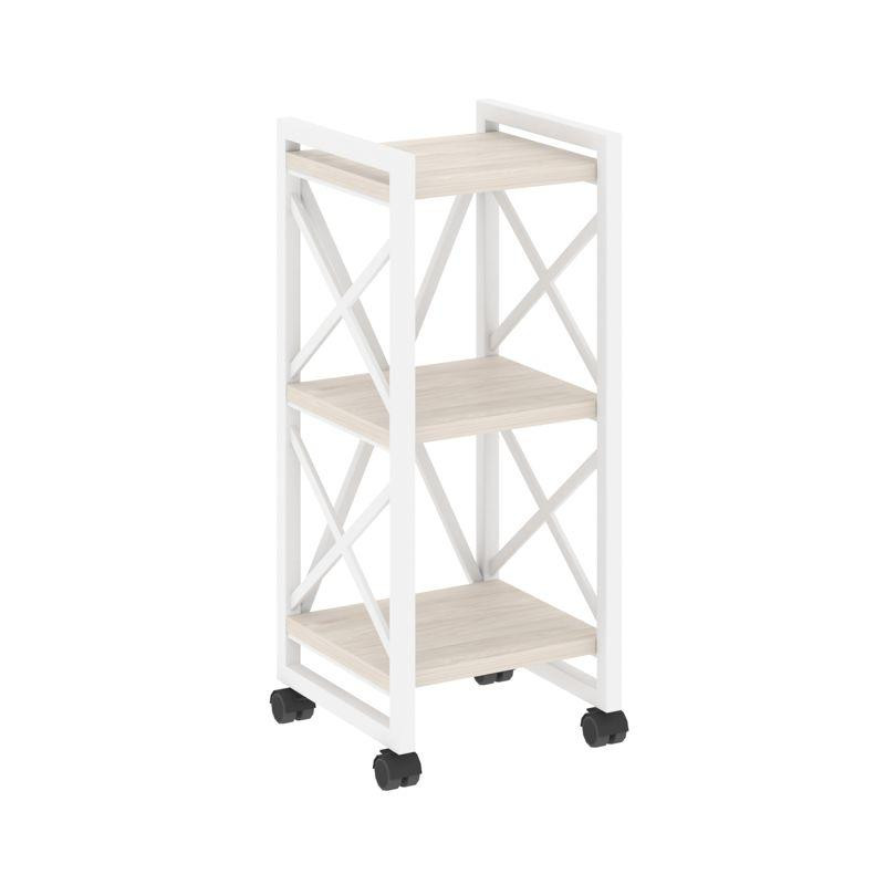 Loft Стеллаж на колесных опорах-3 полки VR.L-MST.K-3.4 Денвер Светлый/Металл Белый 400*400*968