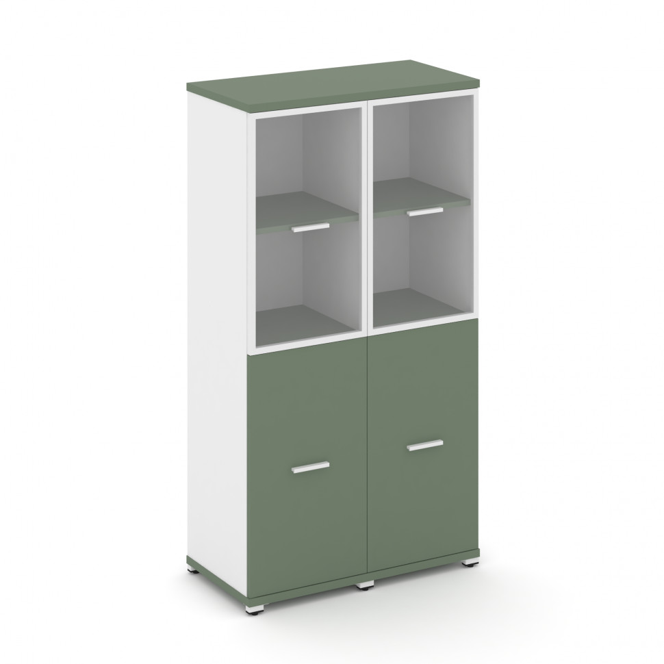 Concept Шкаф 2 узкие секции, 4 ниши CN.STU-422 RPW W Кобо/Белый Бриллиант/Металл Белый/Прозрачный 83