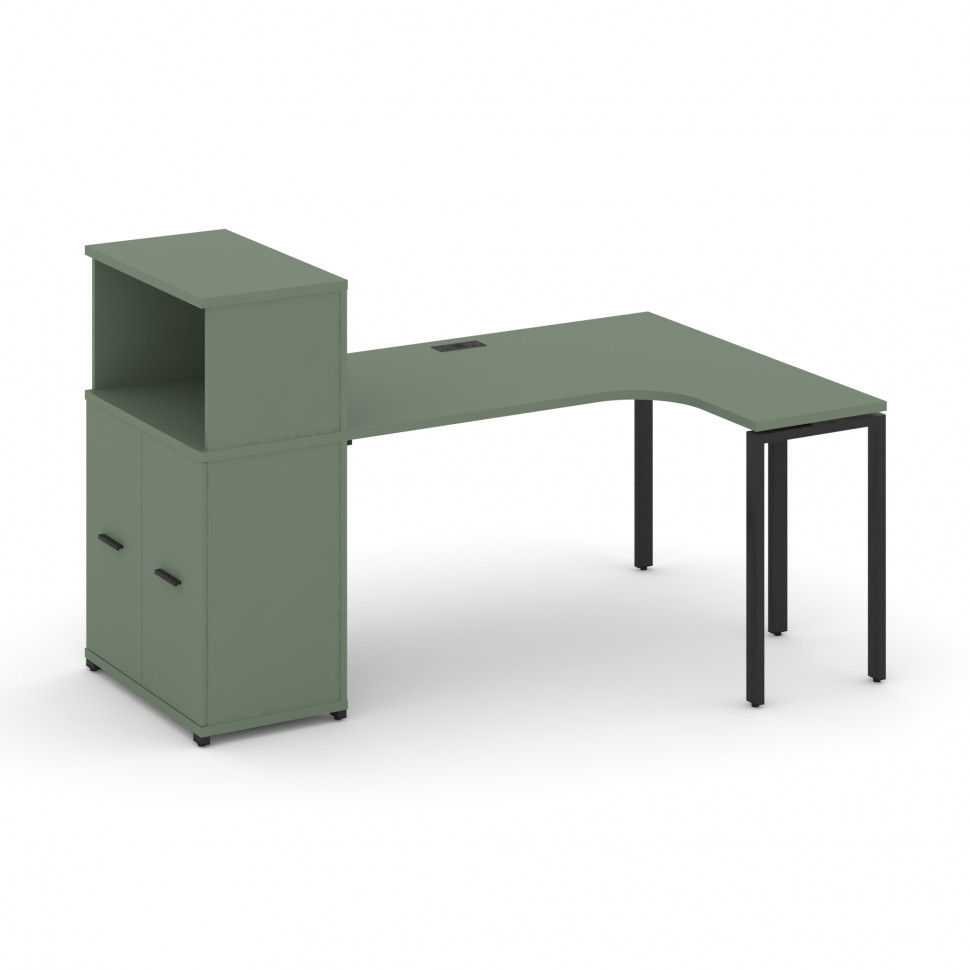 Concept Стол эргономичный с опорным распаш. шкафом с надставкой низ. CN.SA-214(R) B Кобо/Металл Чер Concept Стол эргономичный с опорным распаш. шкафом с надставкой низ. CN.SA-214(R) B Кобо/Металл Чер