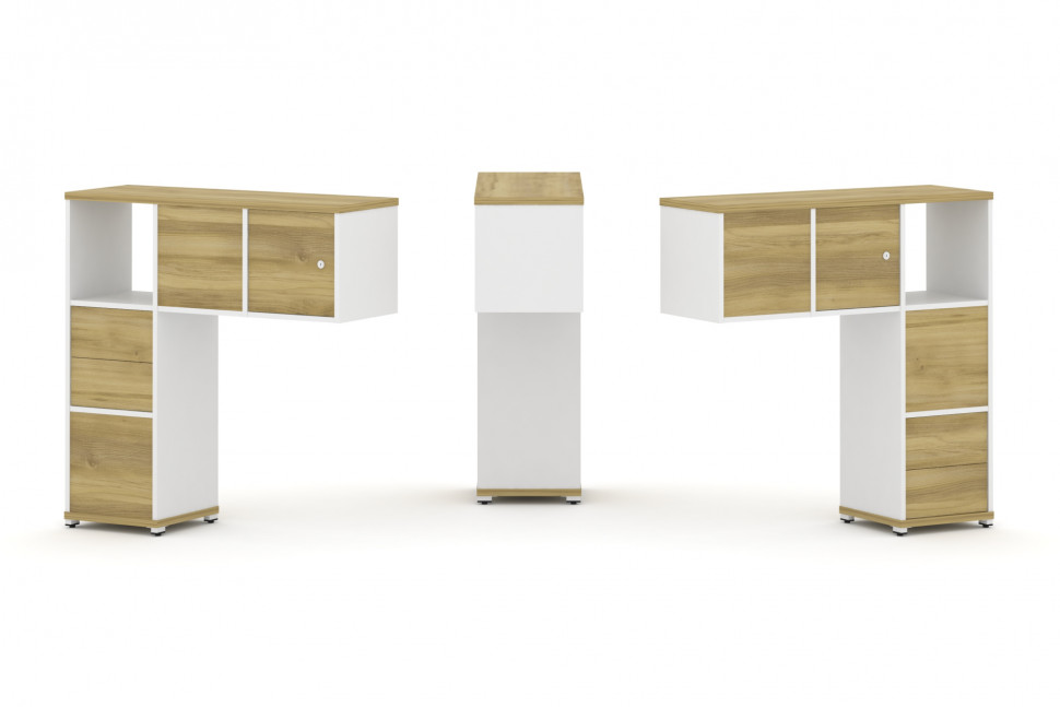 Concept Надставка низкая CN.DNN-004 Дуб Винченцо/Белый Бриллиант/Металл Белый 1099*365*1130