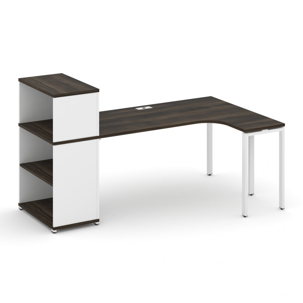 Concept Стол эргономичный с опорным стеллажом с надставкой низ. CN.SA-206(R) Дуб Мали/Белый Бриллиан