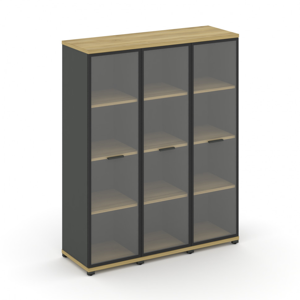 Concept Шкаф 3 узкие секции, 4 ниши CN.STU-436 RPB A Дуб Винченцо/Антрацит/Металл Антрацит/Прозрачны