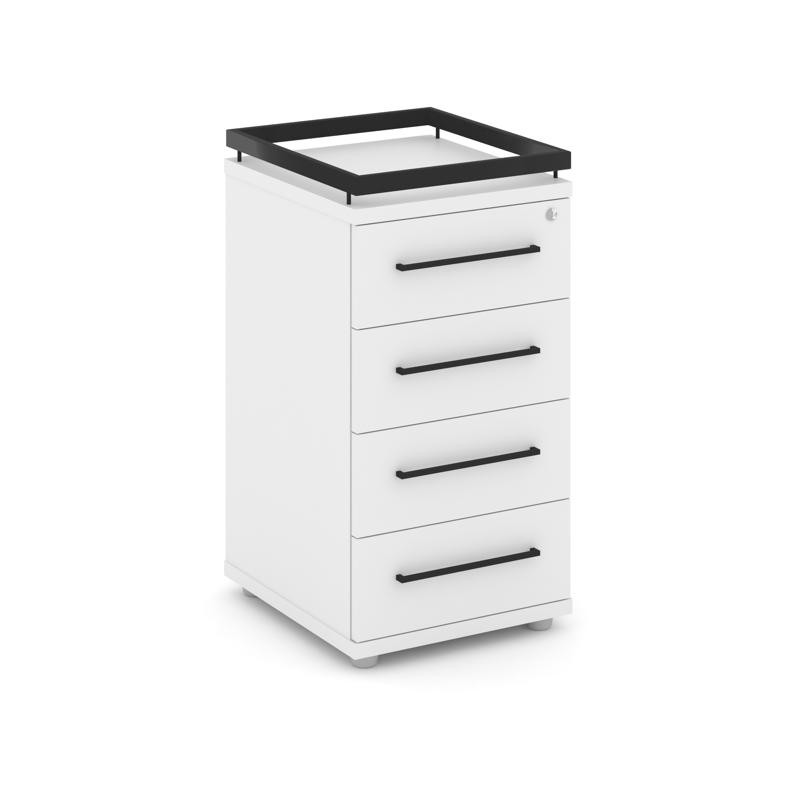 Rift Тумба приставная+рамка RF.TPR-002 Белый Бриллиант/Металл Черный/Черный Ручки 416*460*797