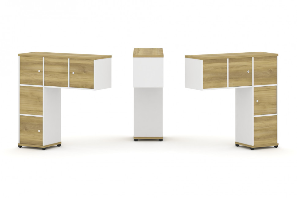 Concept Надставка низкая CN.DNN-007 Дуб Винченцо/Белый Бриллиант/Металл Черный 1099*365*1130