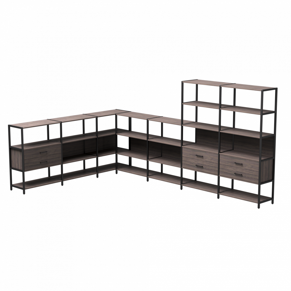 Набор стеллажных систем №19 Everprof EVO (ЭВО) 2440x3630x1840 Дуб Пасадена/Черный