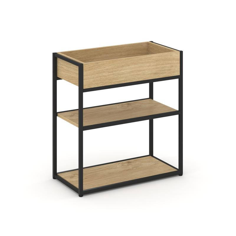 Rift Стеллаж металлический низкий приставной  RF.STM-011 Тиквуд Светлый/Металл Черный 596*350*750