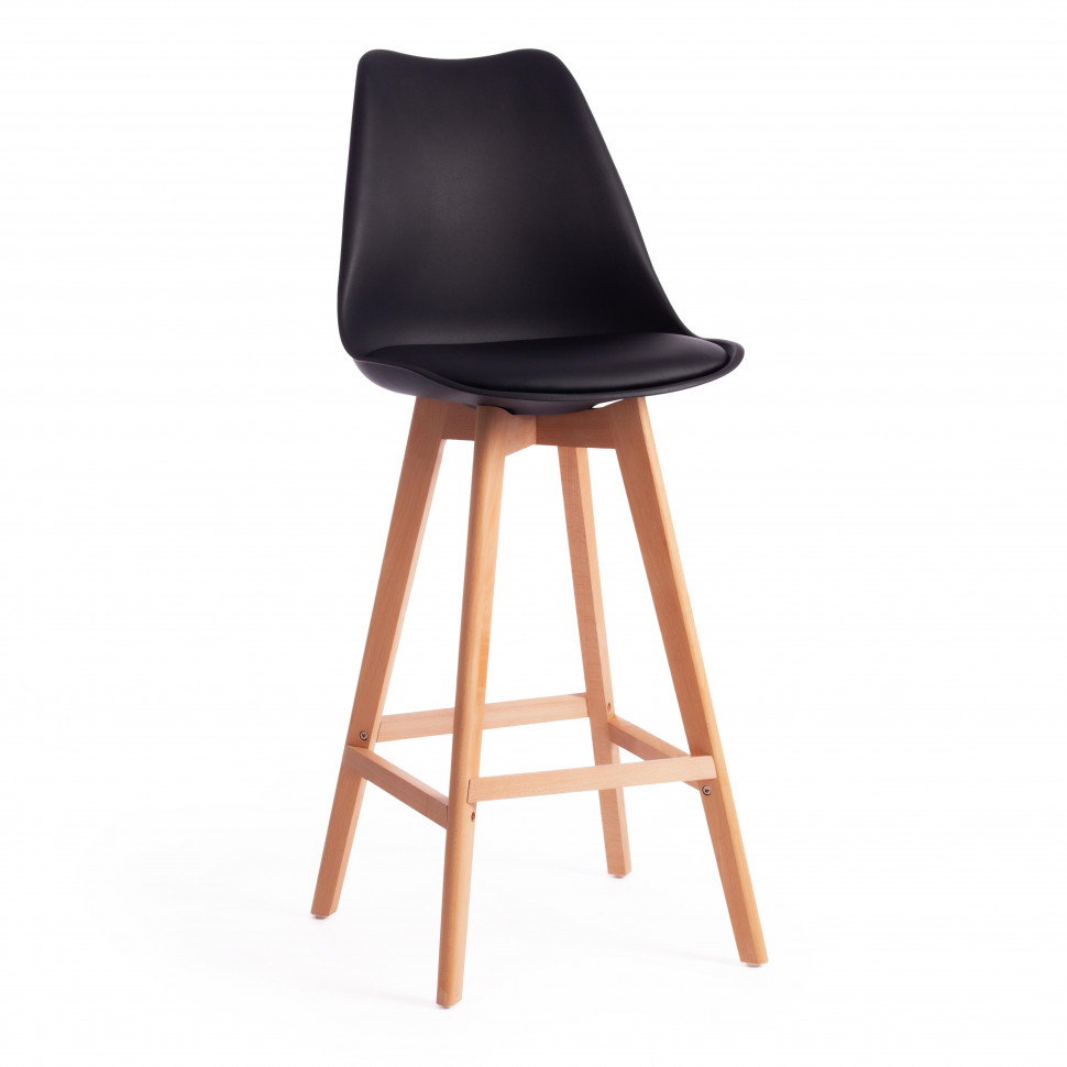 Стул барный TULIP BAR (mod. C1014H) / 1 шт. в упаковке пластик/дерево, 57 х 48 х 114 см, черный 3010/натуральный